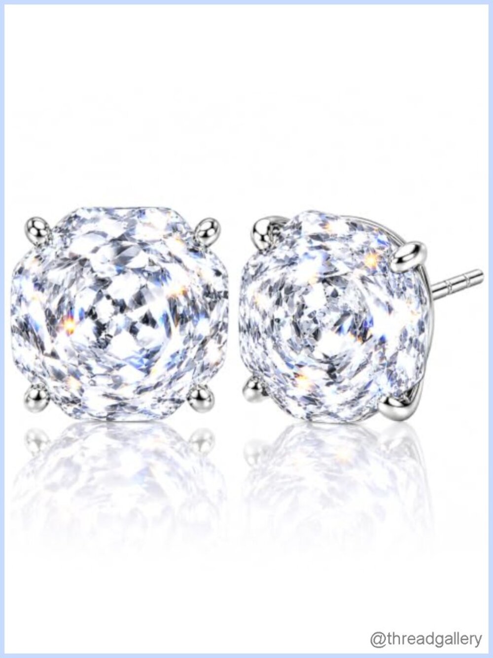 8mm Rose Cut Cubic Zirconia Octagon Stud Earrings 925 Sterling Silver Posts